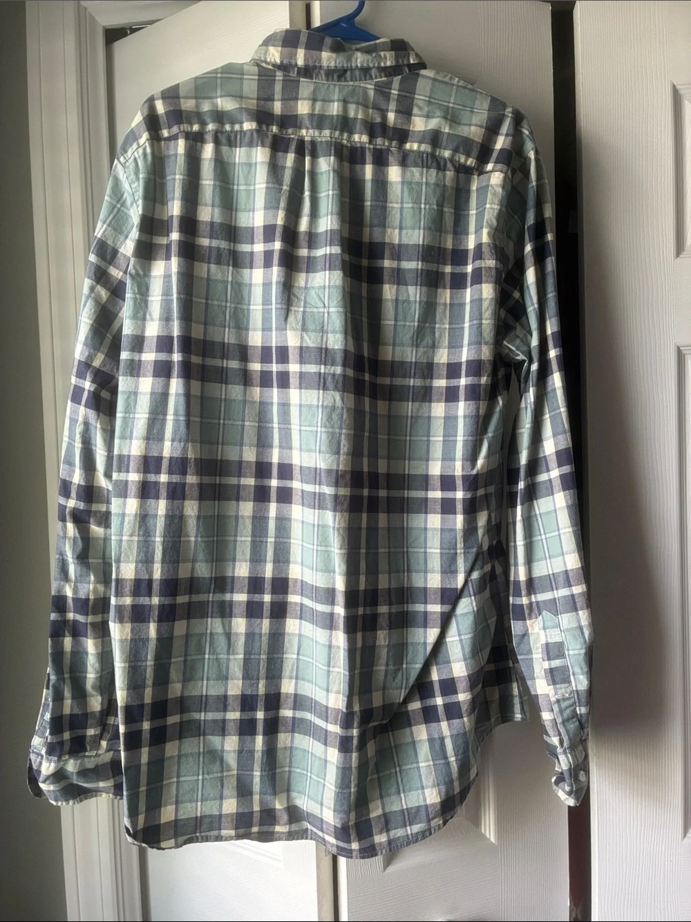 J. Crew Men's Plaid Button-Down Shirt in Light Blue, Navy & White